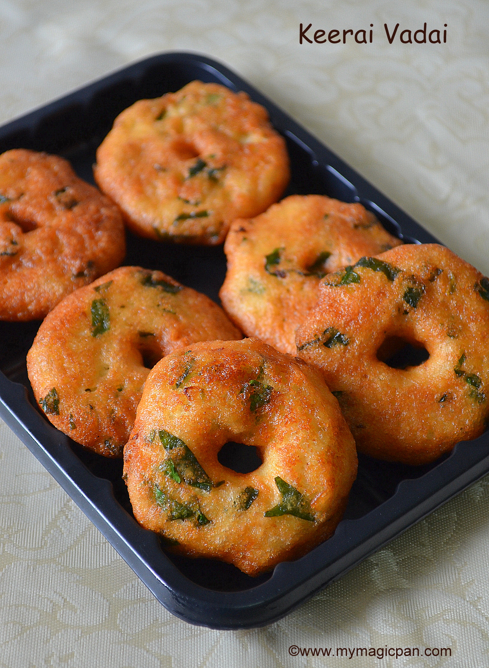 Keerai Vadai Spinach Vada (with urad dal)